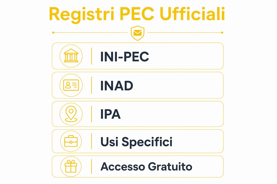 Schema infografico che mostra la sequenza verticale dei registri PEC