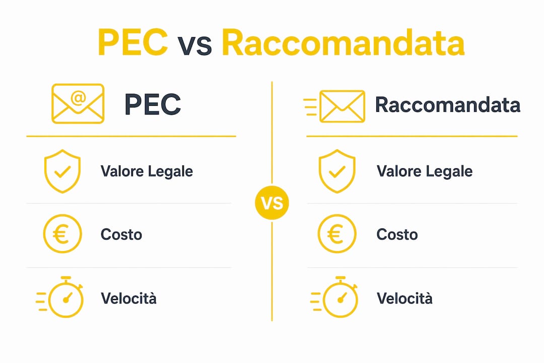 Tabella di confronto tra PEC e raccomandata