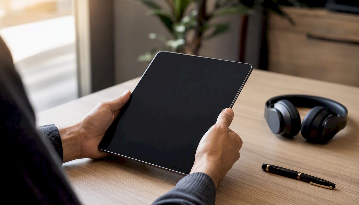 Mani che tengono un tablet pronte a cercare una PEC
