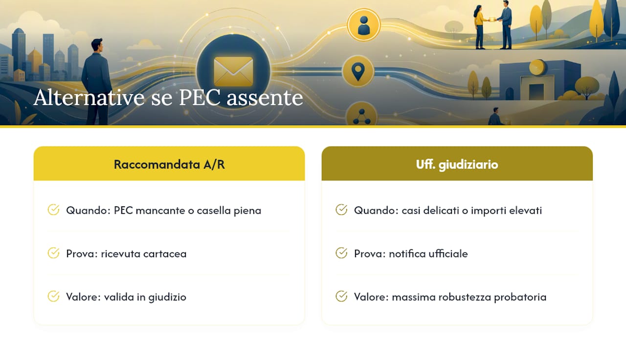 Cosa fare se il destinatario non ha PEC o la casella è piena — overview diagram