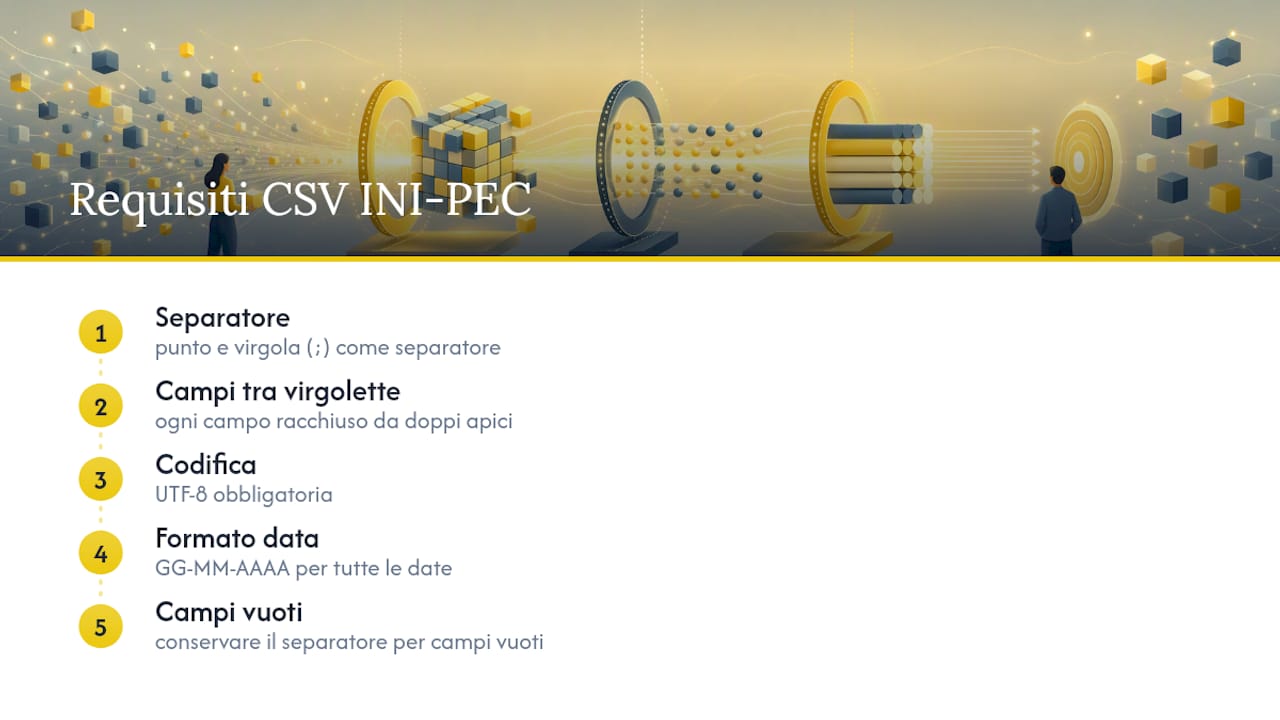 Linee guida fondamentali per il formato CSV INI-PEC