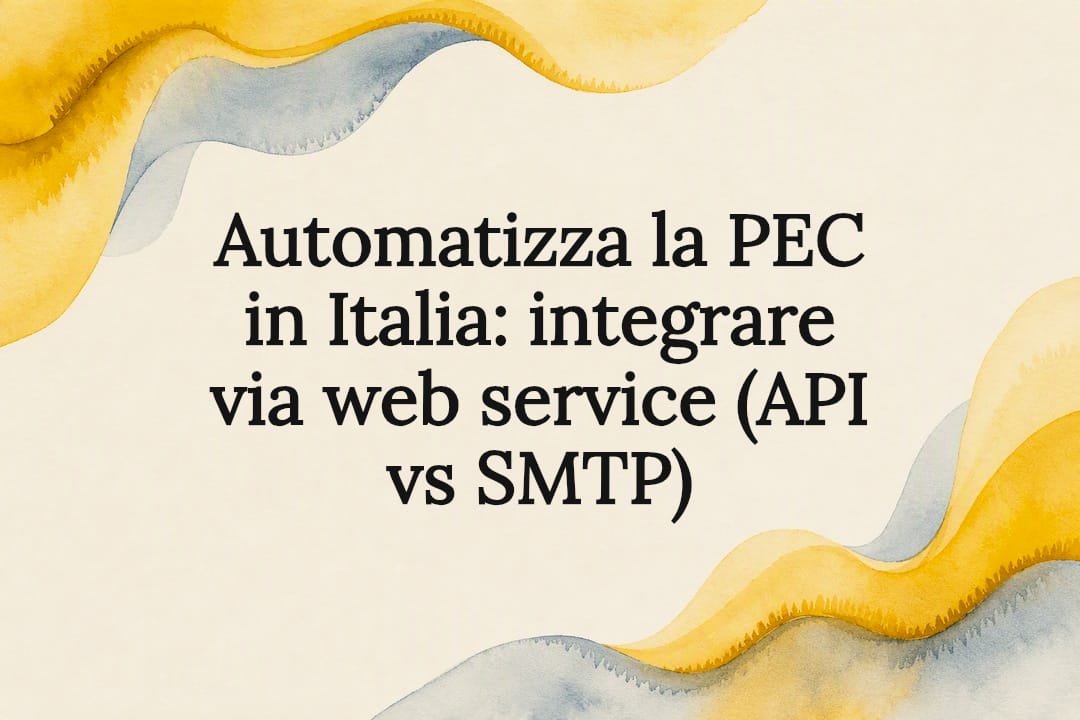 Cartolina decorativa con titolo API e SMTP PEC