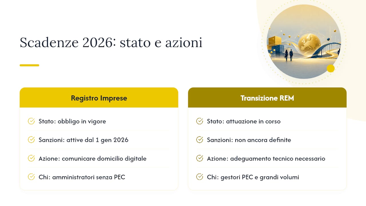Scadenze 2026: cosa è già in vigore in Italia — overview diagram