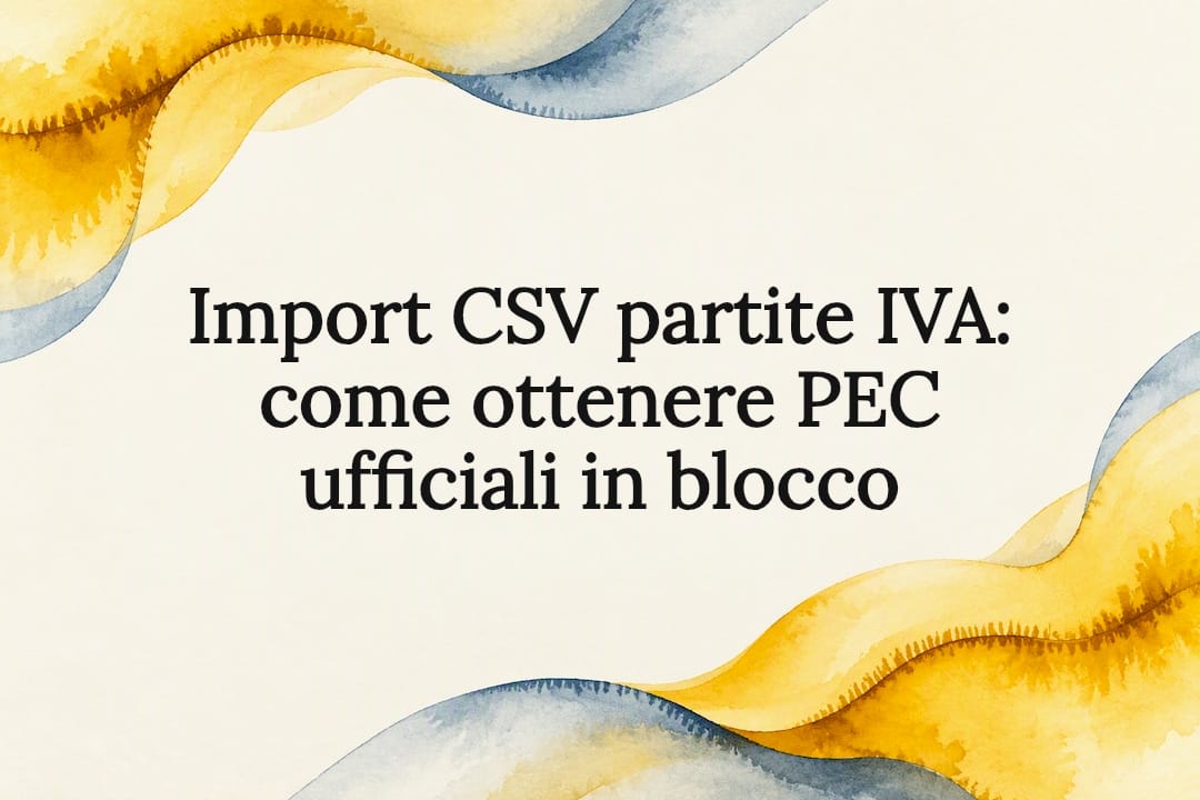 Titolo del grafico sull'importazione di file CSV e PEC