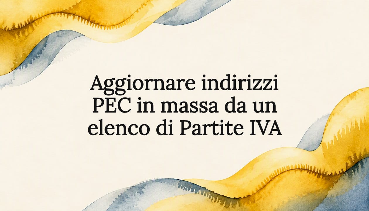 Copertina decorativa per aggiornare gli indirizzi PEC