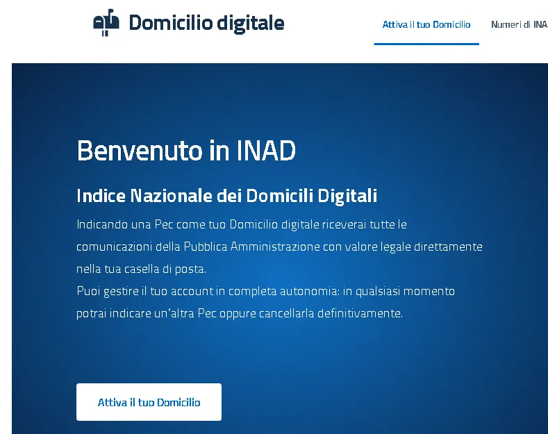 Portale INAD per la ricerca del domicilio digitale